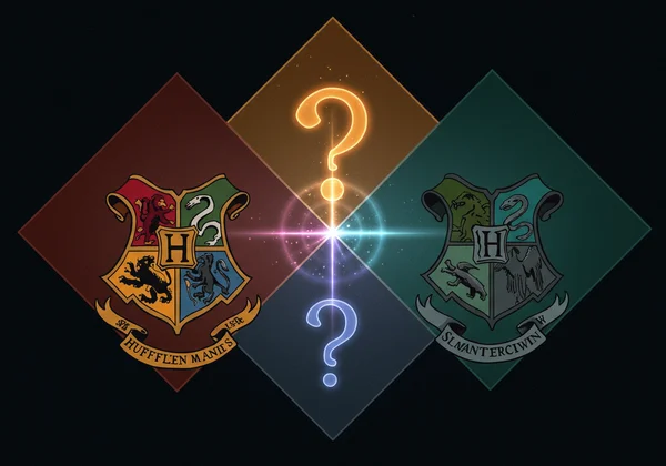 Four Hogwarts house crests symbolizing personal choice.