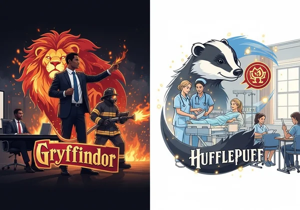 Hogwarts house symbols integrated into various career icons