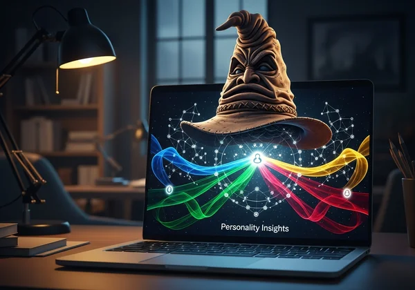 Sorting Hat on screen, symbolizing digital quiz & identity