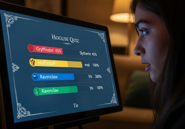 Online quiz results showing a house tie