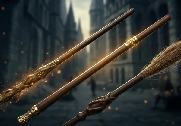 harry potter trio wands detail